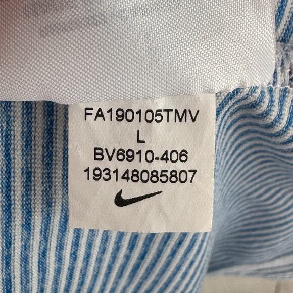 Nike Blue/White Vapor Striped Dri-fit Stretch Short Sleeve Golf Polo Size Large - Picture 6 of 11